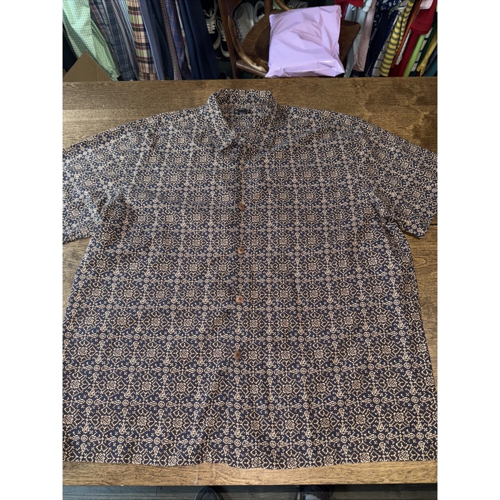 Vintage Polo Jeans Co Aztec Print Short Sleeve Button Down L